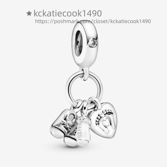 Pandora Baby Bottle & Shoes Dangle Charm - Picture 1 of 6
